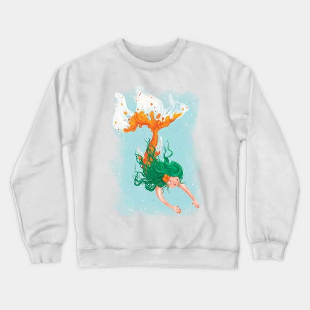 Orange Koi Mermaid Crewneck Sweatshirt by Rowena Aitken